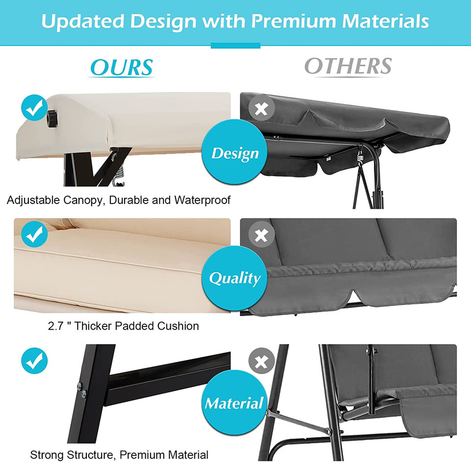 Outdoor Canopy Porch Swing (2- or 3-Seat) product image