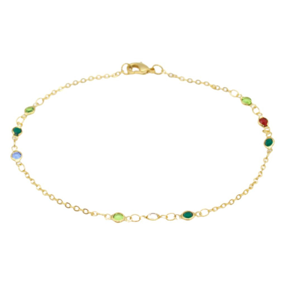 18K-Gold-Filled Dainty Multicolor Crystal Anklet product image