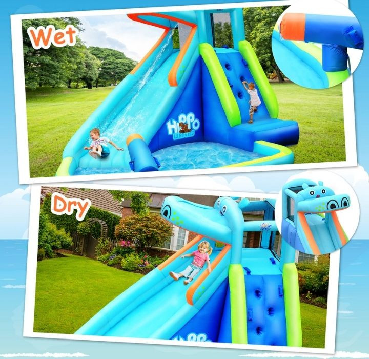 Inflatable Hippo Climbing Wall and Splash Pool product image