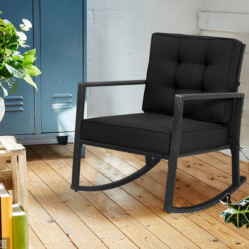 Cushioned Rattan Outdoor Rocking Chair product image