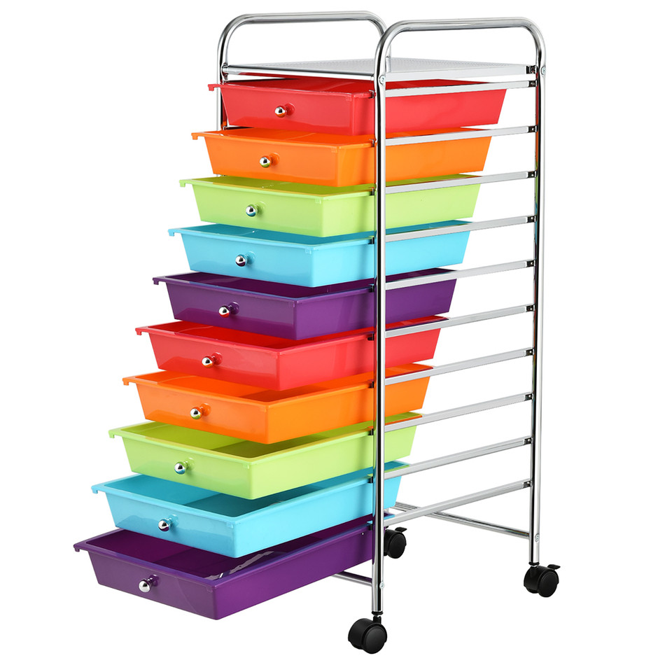 Rolling 10-Drawer Multicolored Storage Cart  product image