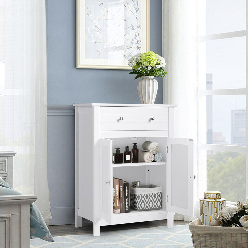 Free-Standing Bathroom Storage Cabinet with Large Drawer & Adjustable Shelf product image