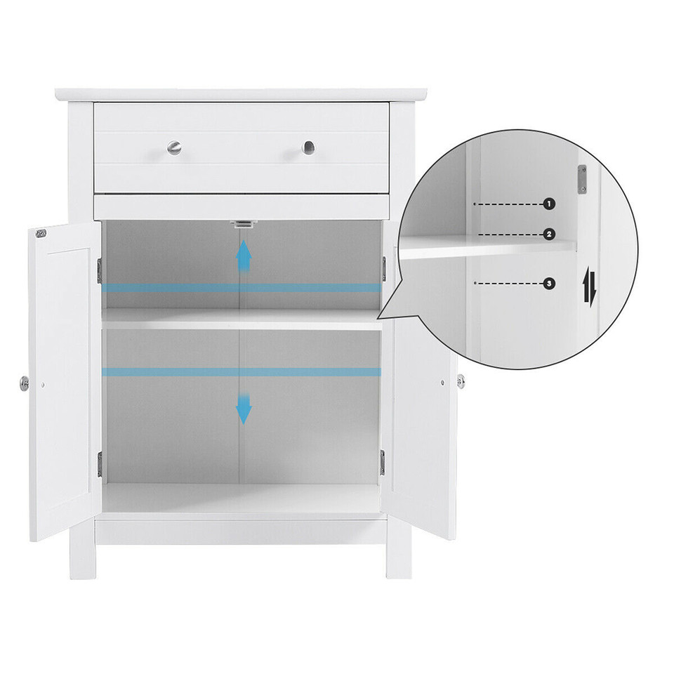 Free-Standing Bathroom Storage Cabinet with Large Drawer & Adjustable Shelf product image