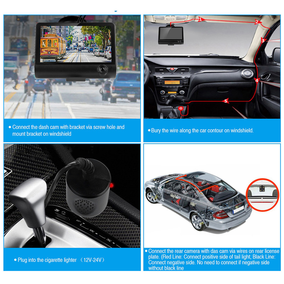 1080p Car Dash Cam with Dual Recording Front/Rear Cameras product image