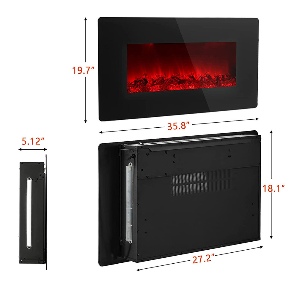 10-Color Flame Wall-Mounted Electric Fireplace product image