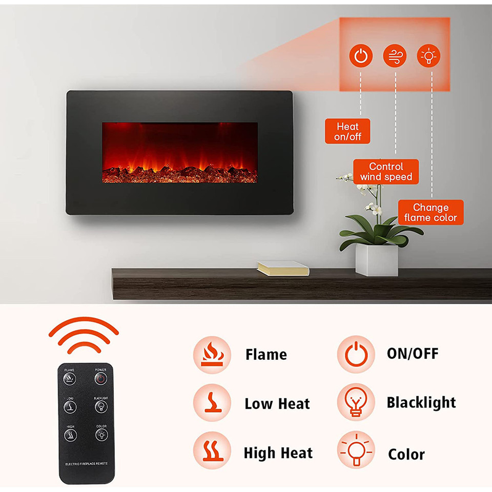 10-Color Flame Wall-Mounted Electric Fireplace product image