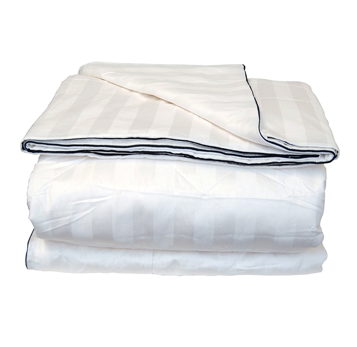 Silk-Filled Damask Stripe Cotton Blanket product image