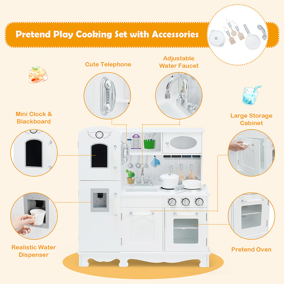 Kids' Play Kitchen with Cookware and Water Dispenser product image