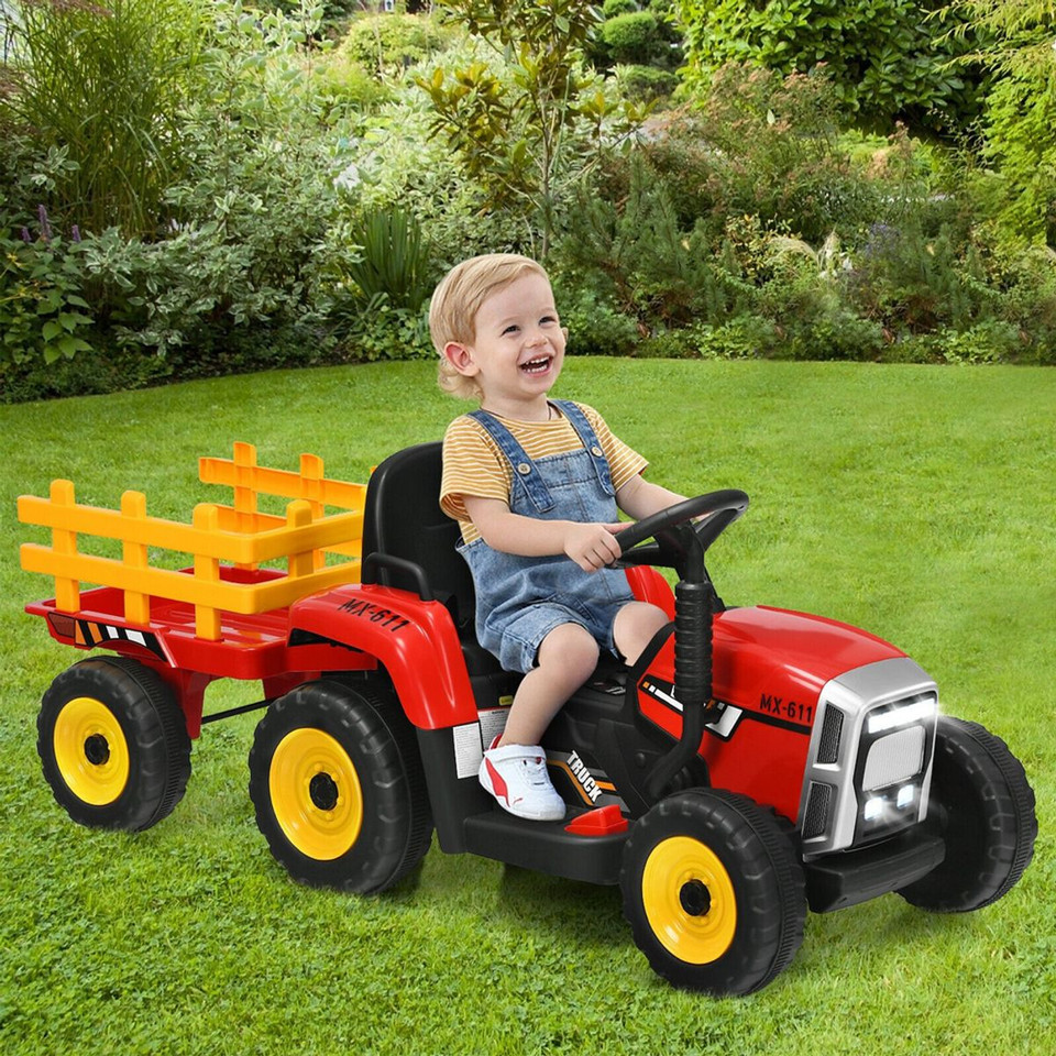 Kids' 12V Ride-on Tractor with Trailer and Parent Remote Control product image