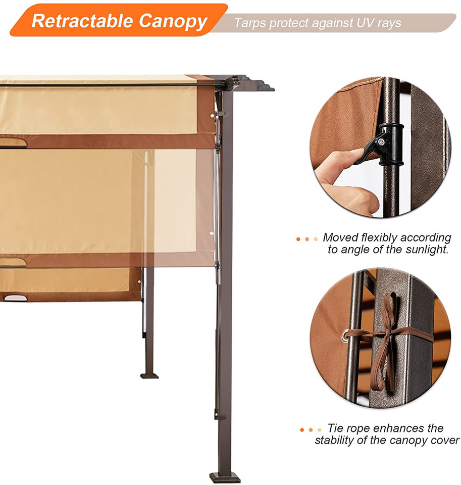 Outdoor 12’ x 9’ Retractable Pergola Canopy product image