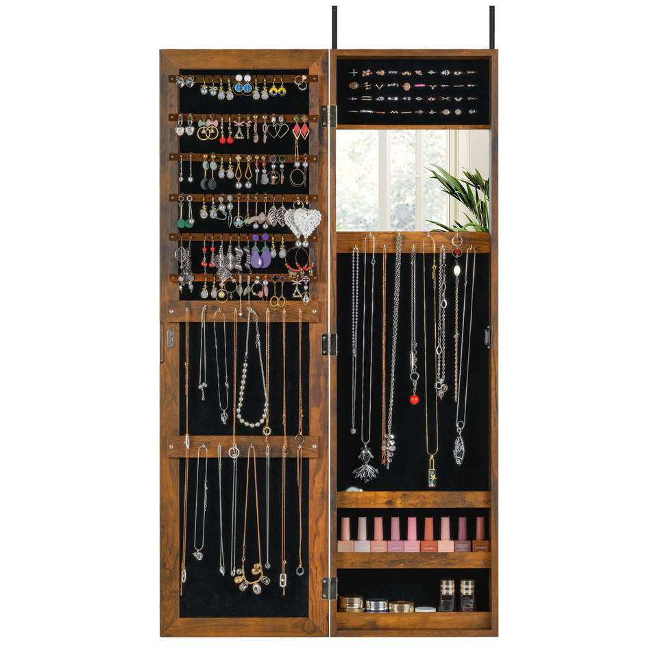 Wall or Door Mounted Mirrored Jewelry Cabinet product image