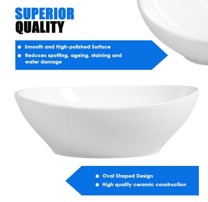 White Ceramic Oval Bathroom Sink product image