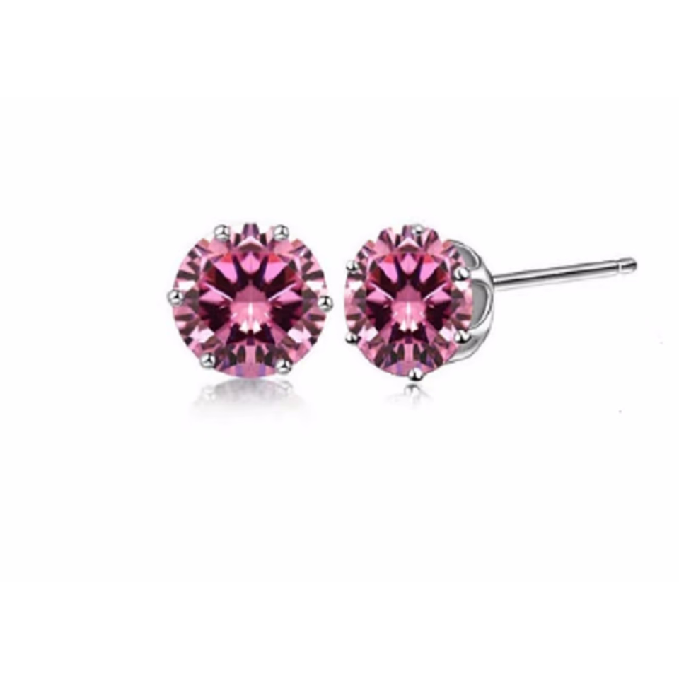 18K-White-Gold-Plated Round Stud Earrings Set (2-Pair) product image