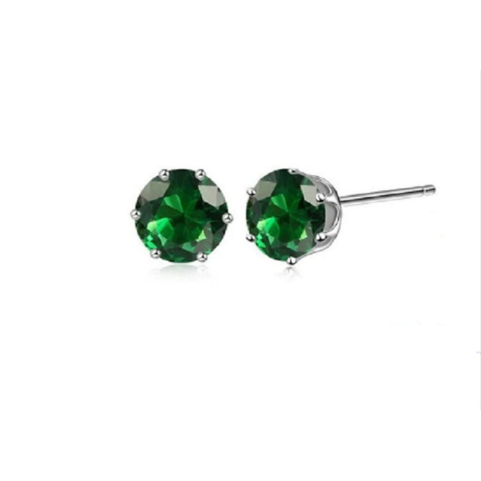 18K-White-Gold-Plated Round Stud Earrings Set (2-Pair) product image