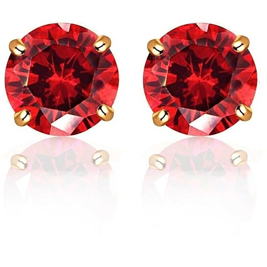 Round Jewel in Yellow and White Stud Earrings (2-Pair) product image