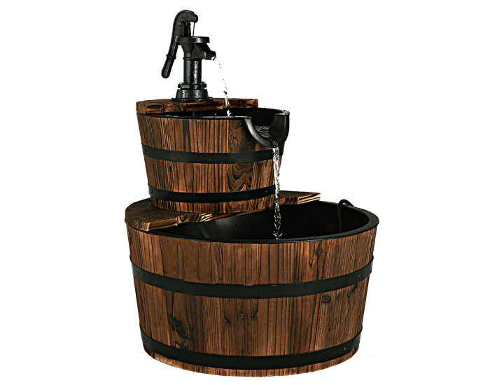 Wooden 2-Tier Barrel Waterfall Fountain product image