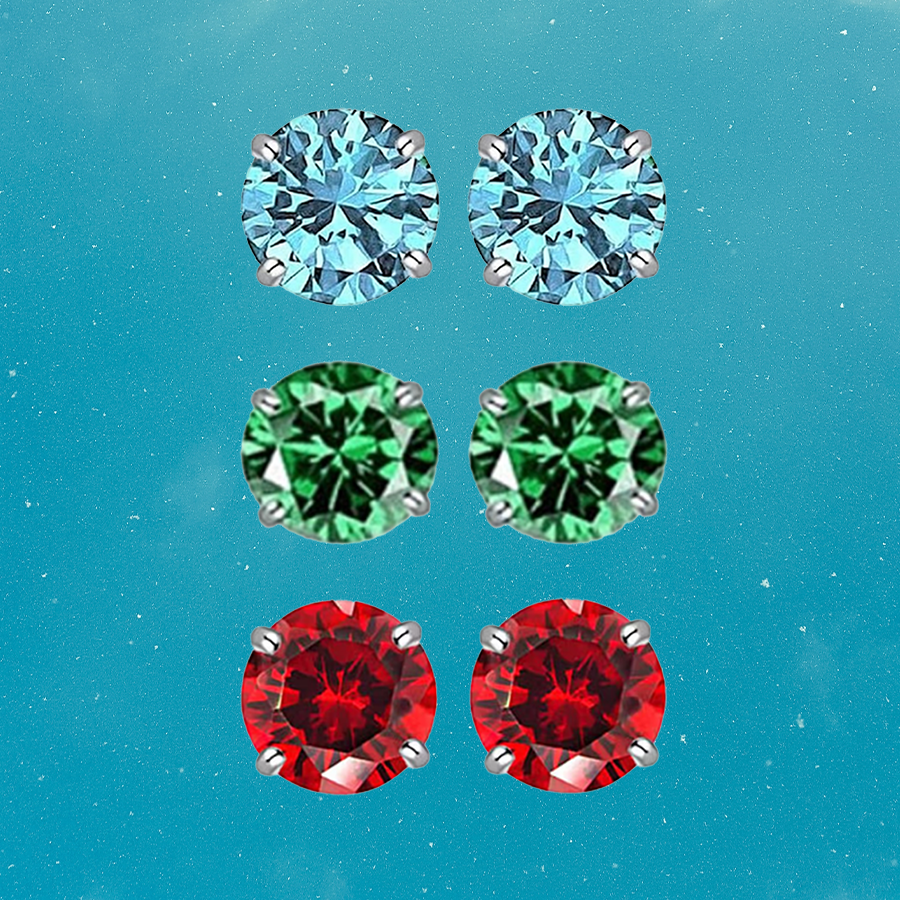 Round Stud Earrings Set (3-Pair) product image
