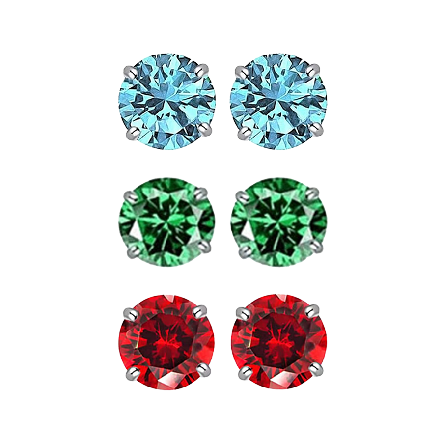 Round Stud Earrings Set (3-Pair) product image