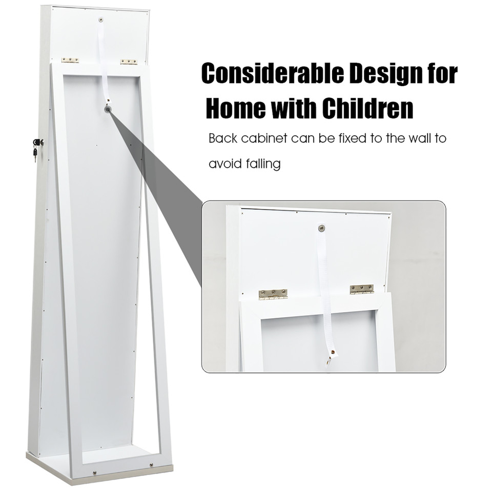 2-in-1 Jewelry Cabinet & Standing Mirror Lockable Storage Organizer product image
