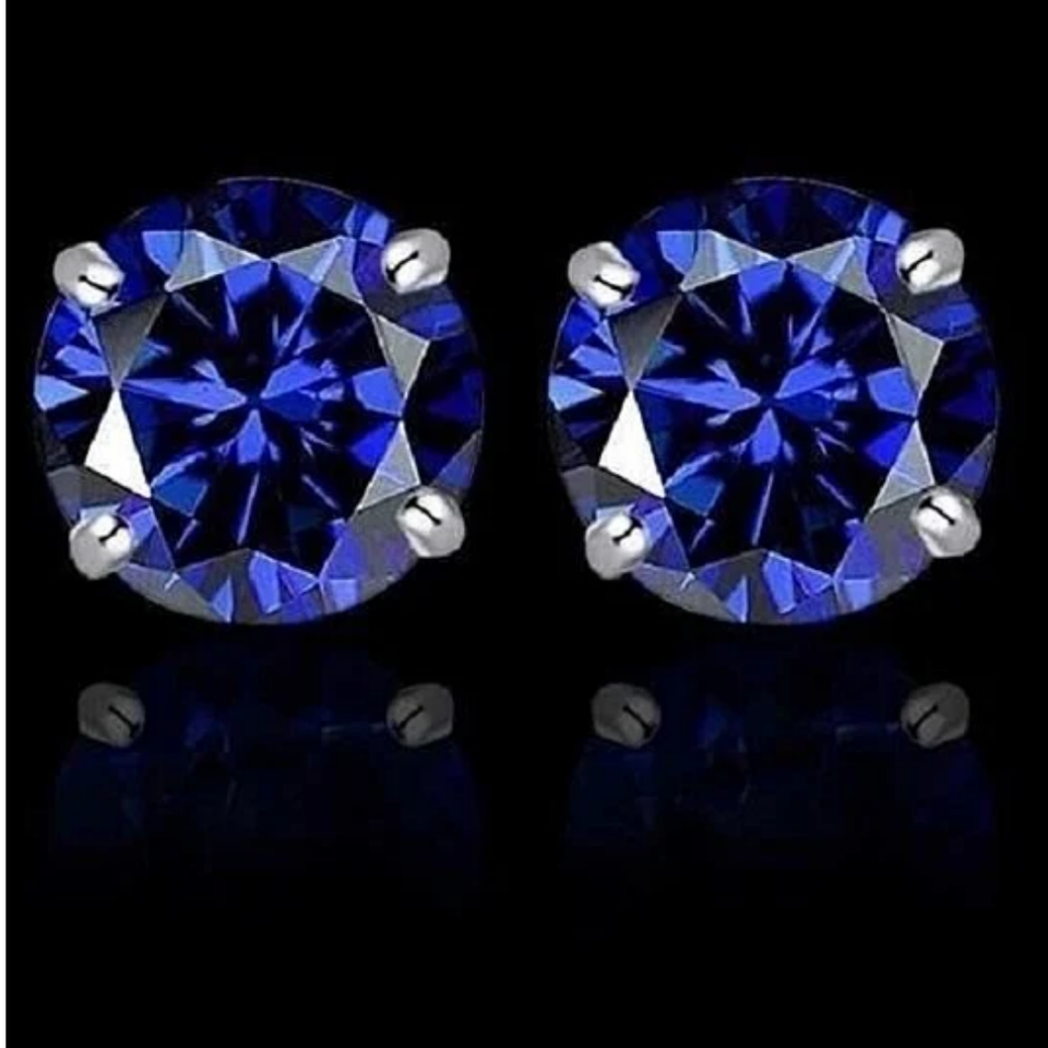 Round Yellow and White Gold Tanzanite Stud Earrings (2-Pair) product image