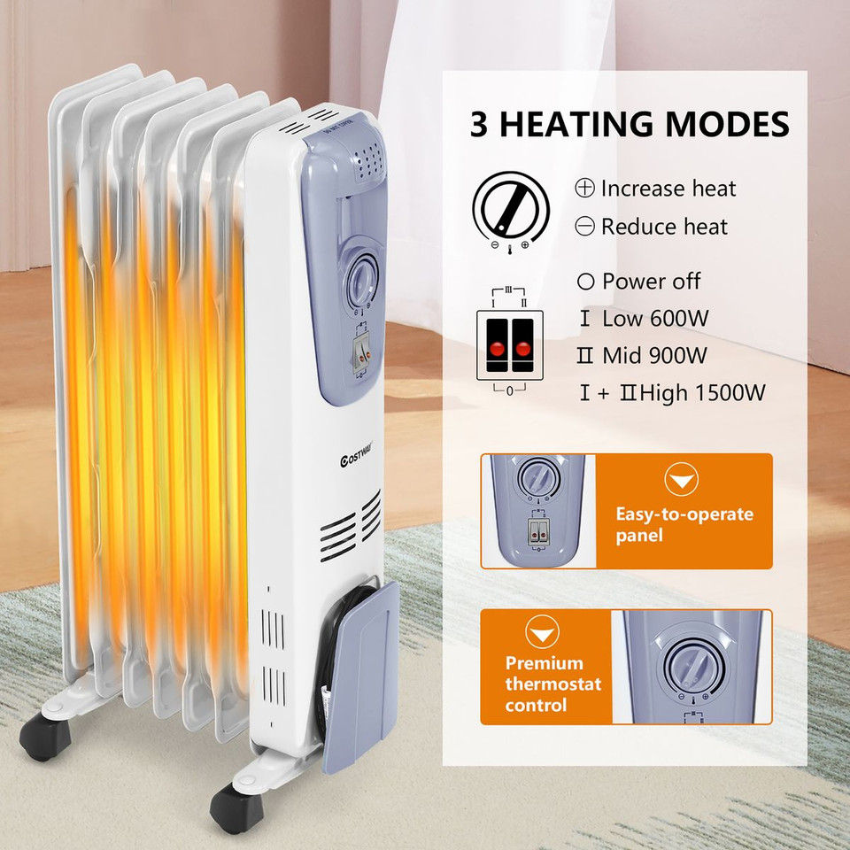 1500W Electric Oil Filled Radiator Space Heater product image