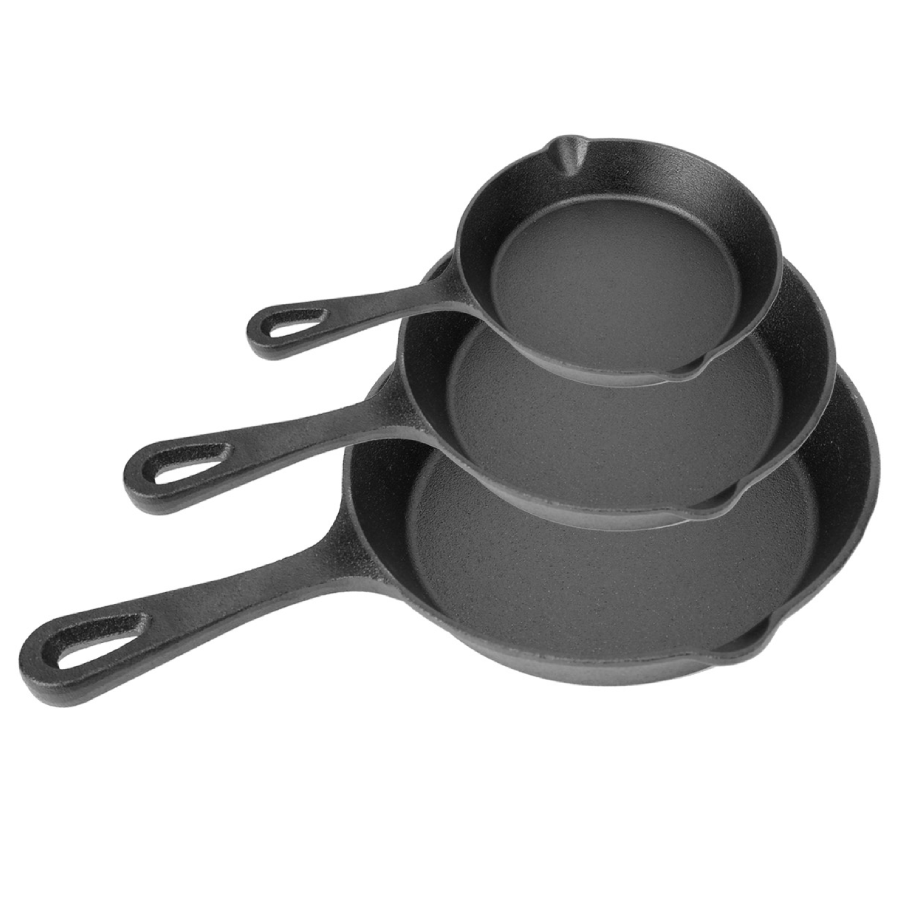 3-Piece Pre-Seasoned Nonstick Cast Iron Skillet Set product image