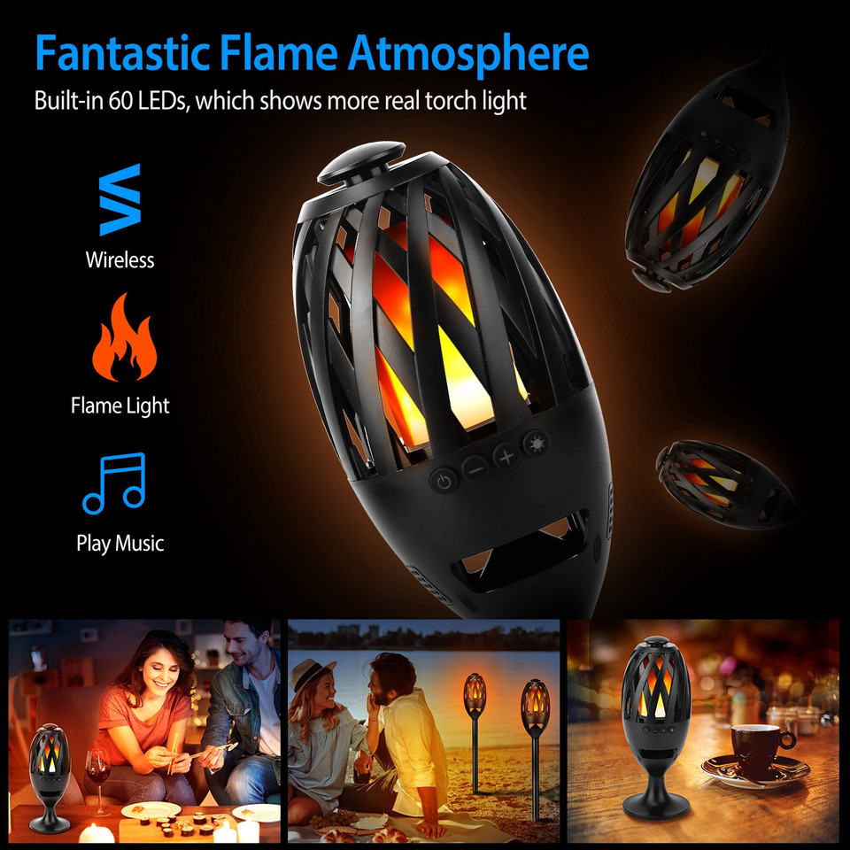 Wireless Bluetooth LED Speaker with Real Flame Torch Light Effect product image