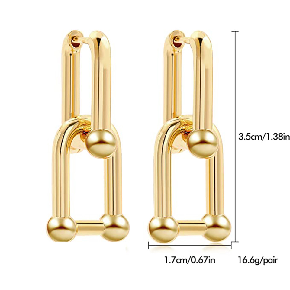 Chunky U-Shape 14K-Gold-Plated Ball Chain Earrings with Gift Pouch product image