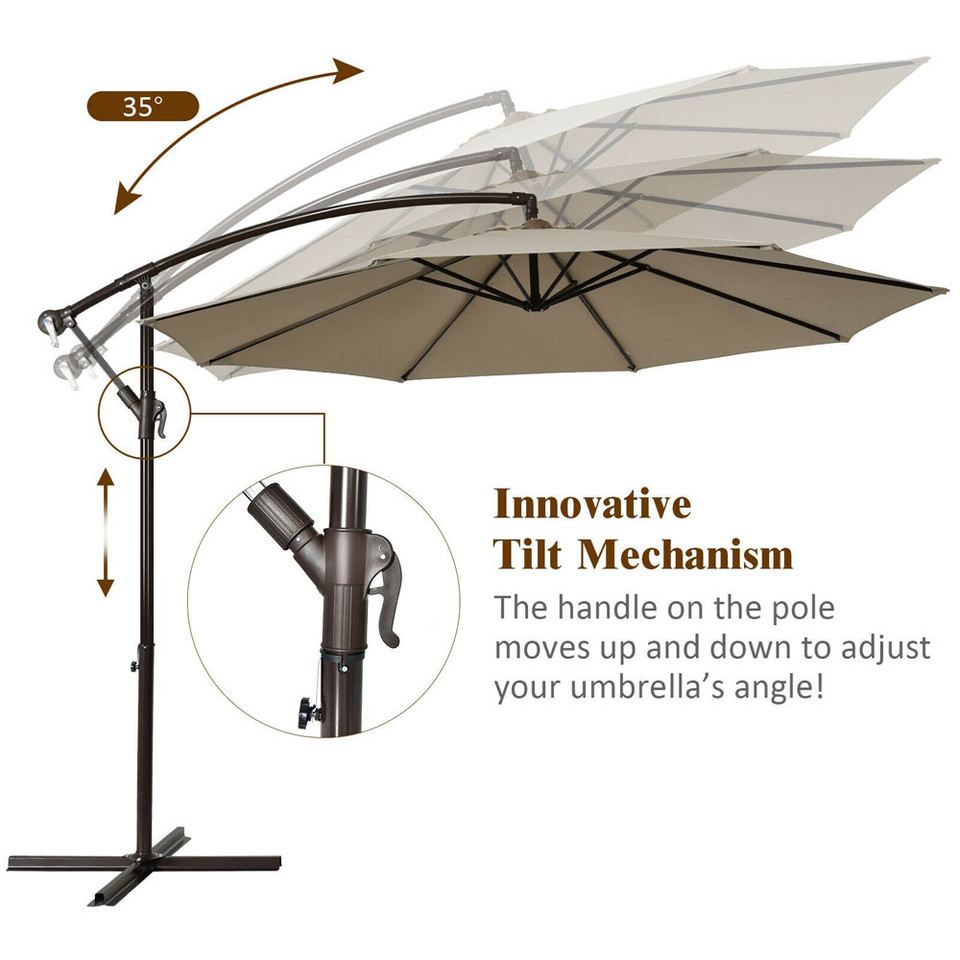 10-Foot Patio Offset Hanging Umbrella with Easy Tilt Adjustment product image