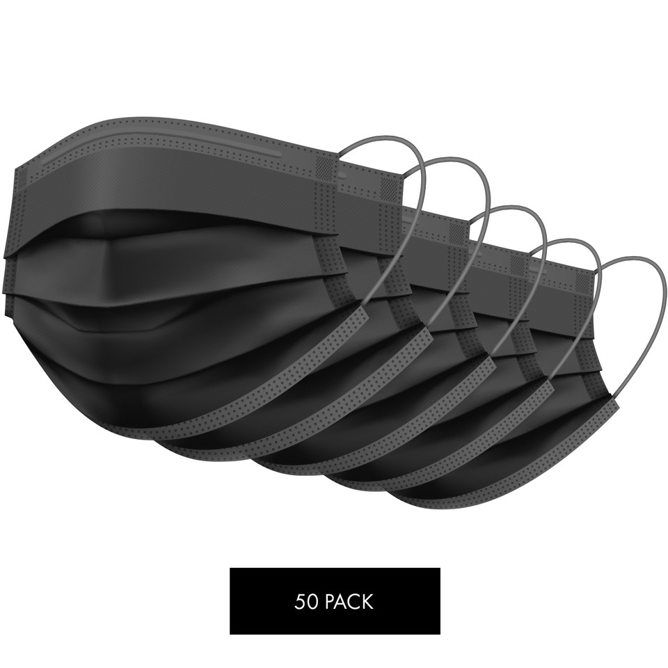 Black Disposable Non-Medical 3-Ply Face Mask (50- to 2,000-Pack) product image