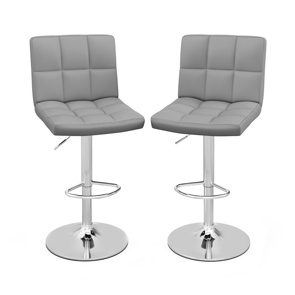 Adjustable Height Bar Stools with Modern Faux Leather Design (Set of 2) product image
