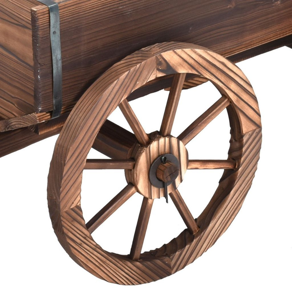 Rolling Wooden Wagon Flower Planter Box product image
