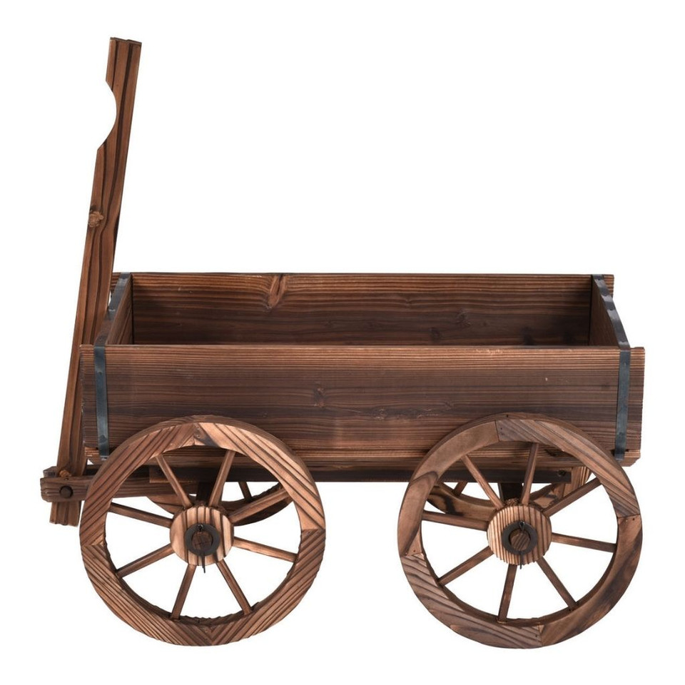 Rolling Wooden Wagon Flower Planter Box product image