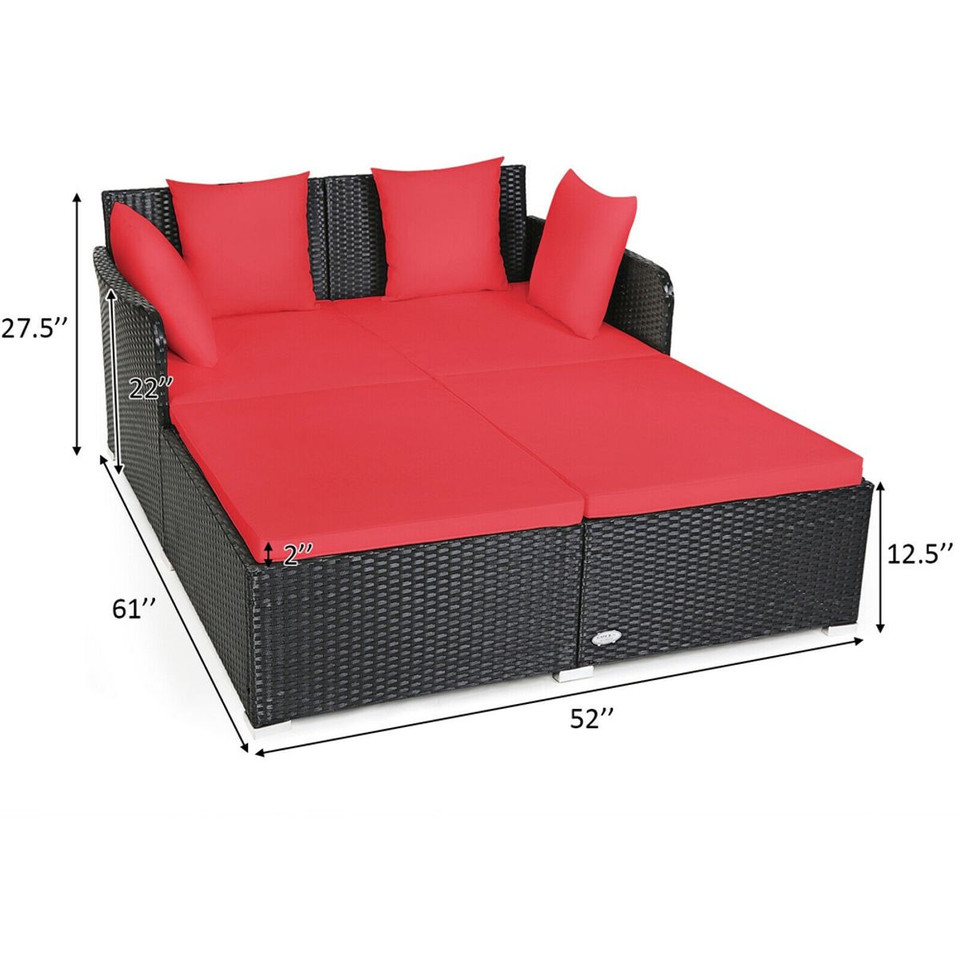 Cushioned Outdoor Patio Rattan Daybed product image