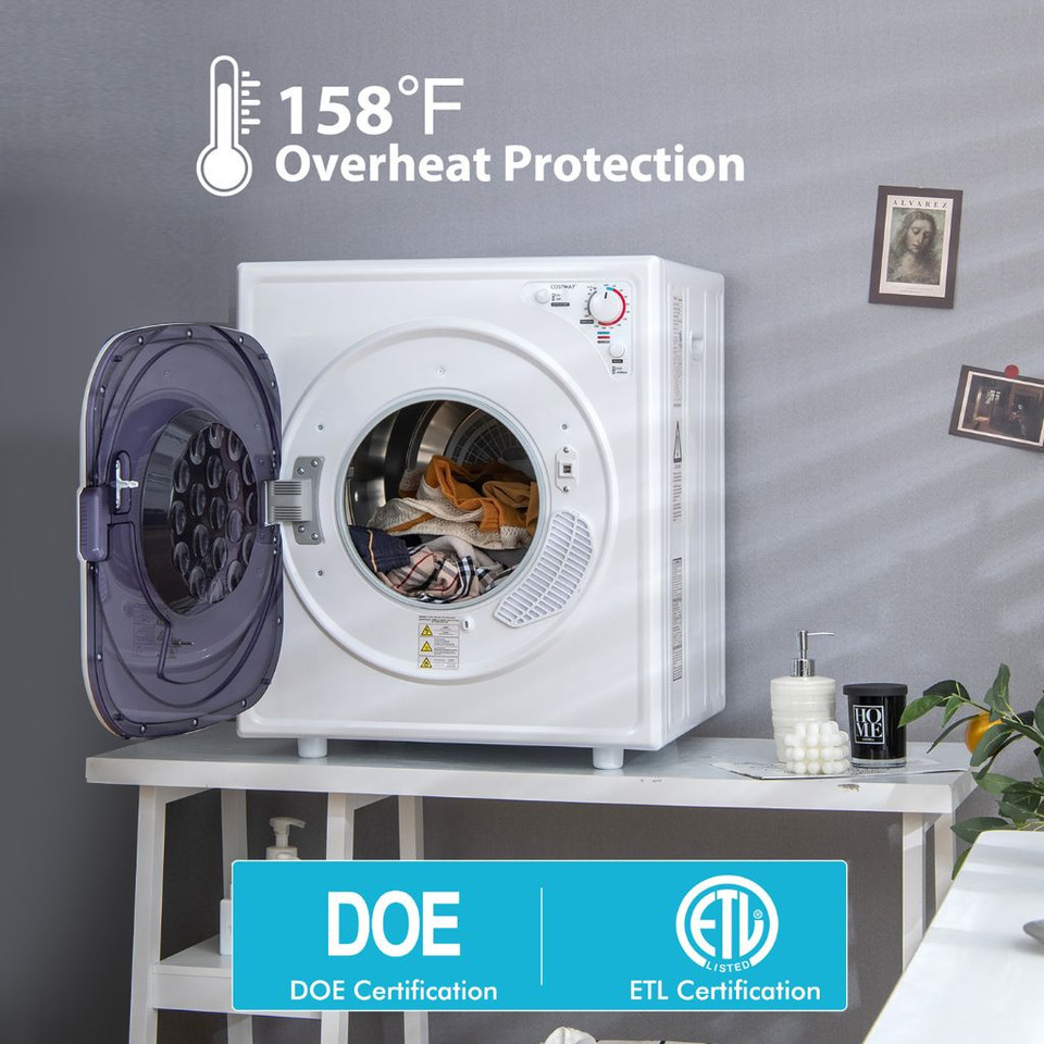 1500W Tumble Compact Laundry Electric Stainless Steel Dryer, 13.2 lbs. Capacity product image