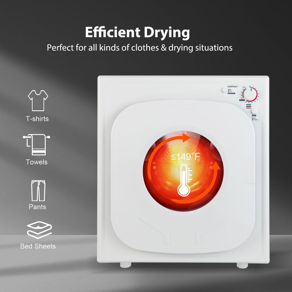 1500W Tumble Compact Laundry Electric Stainless Steel Dryer, 13.2 lbs. Capacity product image