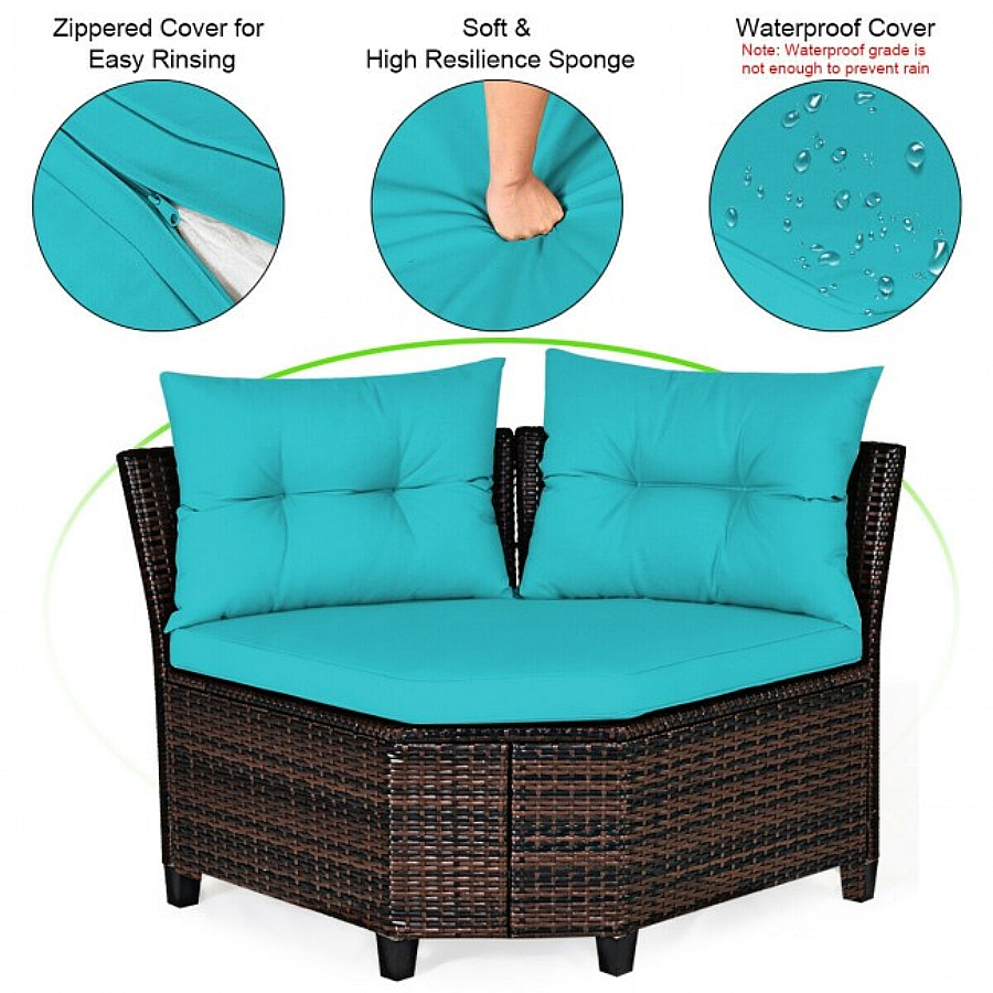 Rattan 4-Piece Patio Furniture Set with Round Sofa Table product image