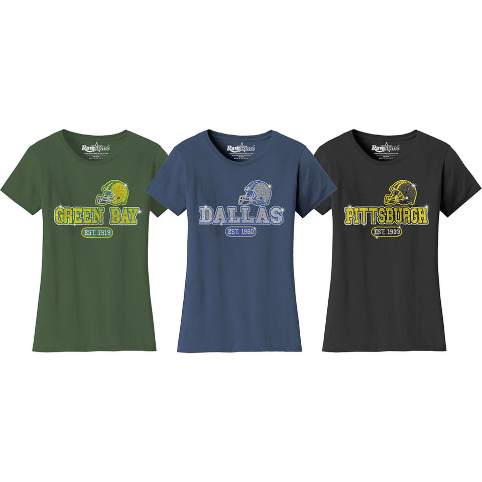 Women's Awesome Football Rhinestone Bling T-Shirt product image