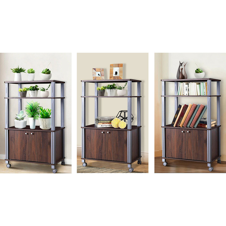 Rolling Wood and Metal Microwave Oven Rack product image