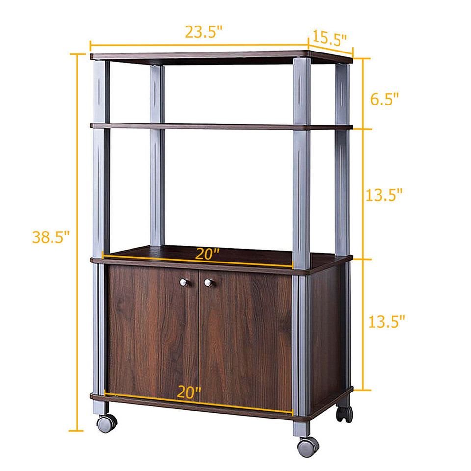 Rolling Wood and Metal Microwave Oven Rack product image