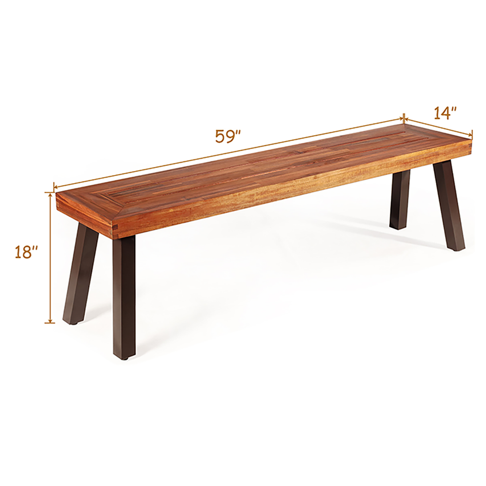 Patio Acacia Wood Dining Bench Seat with Steel Legs product image