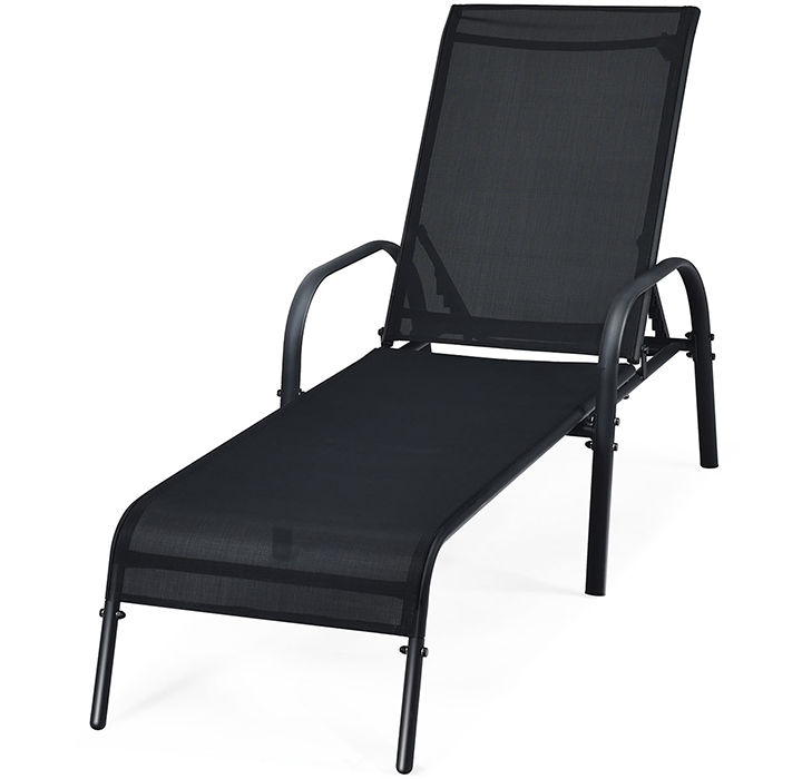 Black Patio Reclining Lounge Chairs (Set of 2) product image