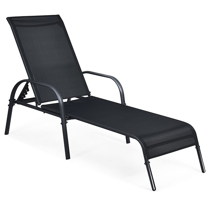 Black Patio Reclining Lounge Chairs (Set of 2) product image
