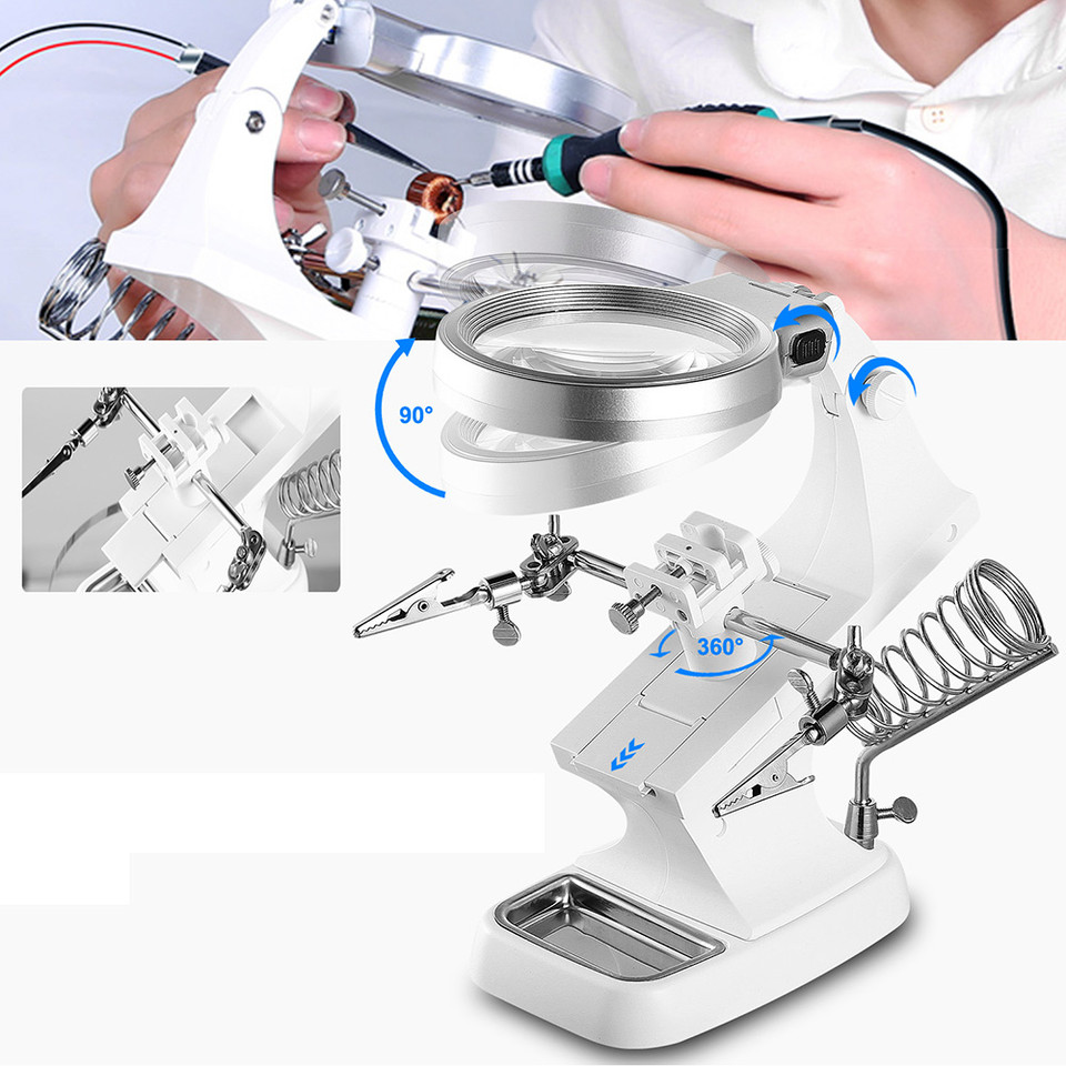 LED 3X/4.5X Magnifier Lens Helping Hand Stand product image