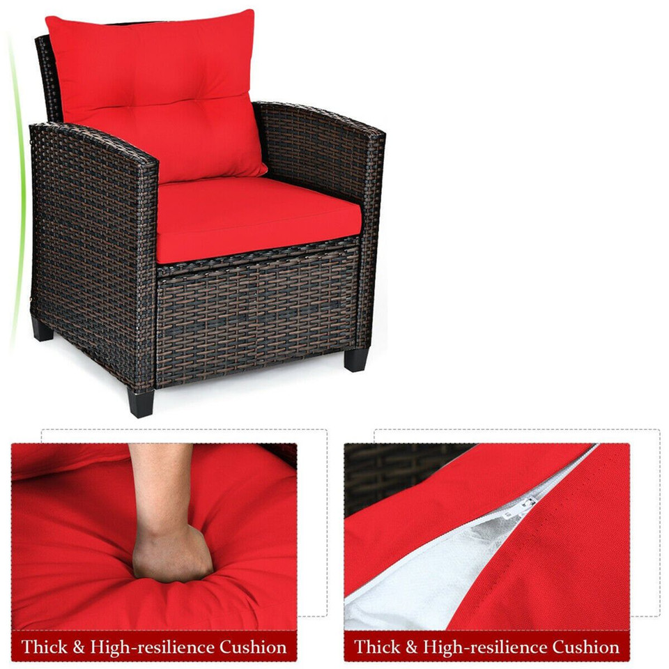 3-Piece Rattan Patio Furniture Set with Large Cushions product image