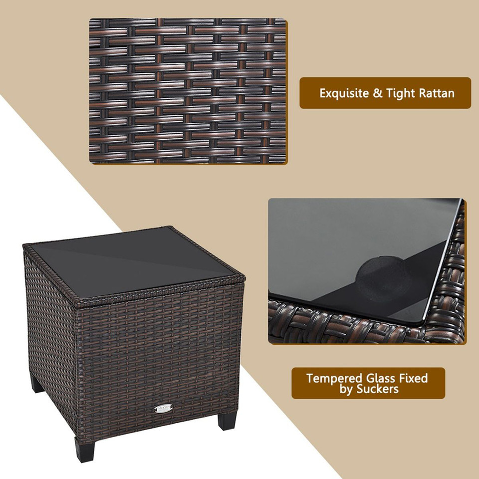 3-Piece Rattan Patio Furniture Set with Large Cushions product image