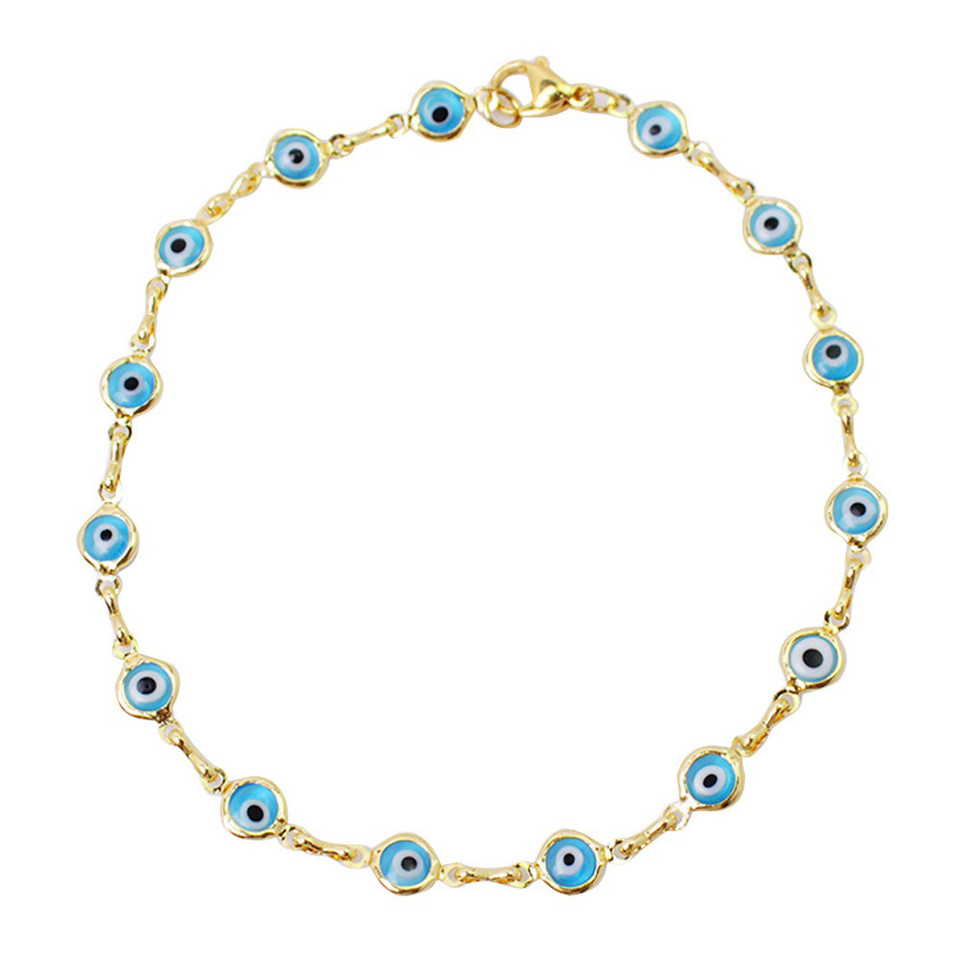 18K-Gold Plated Crystal Evil Eye Anklet product image