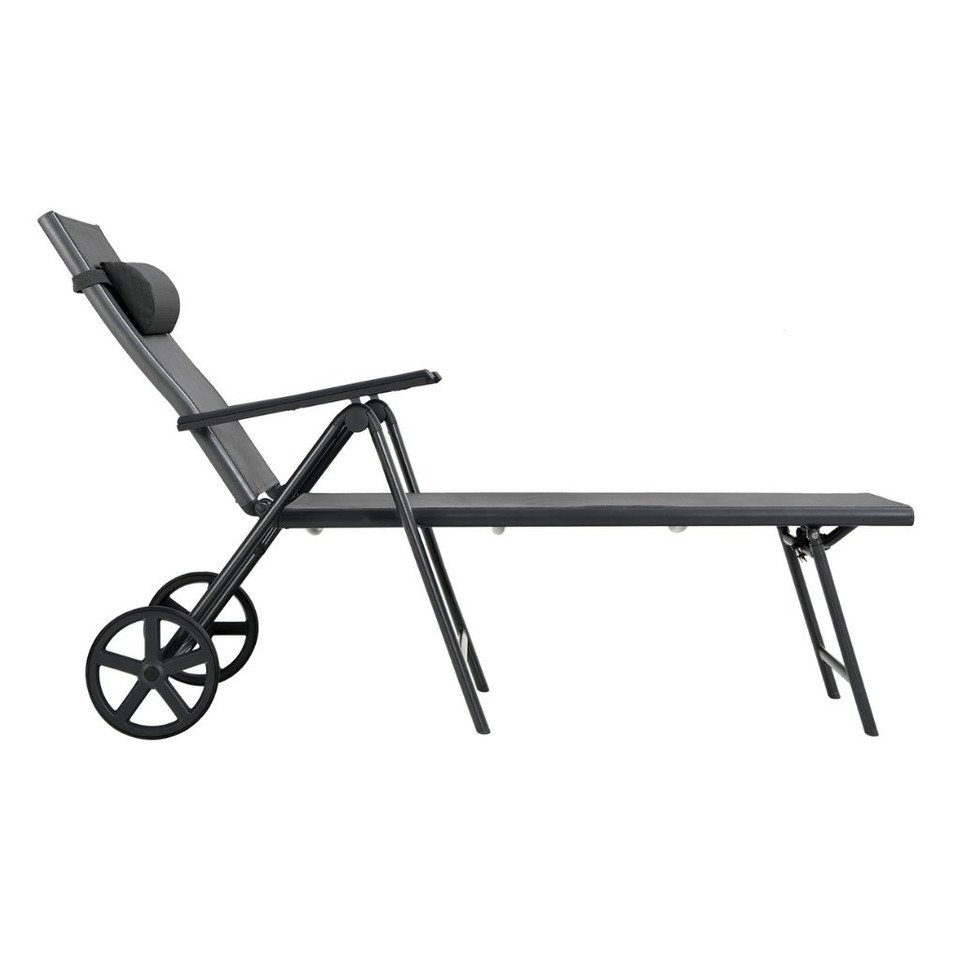 Patio Adjustable-Frame Reclining Chaise Lounge with Wheels and Neck Pillow product image