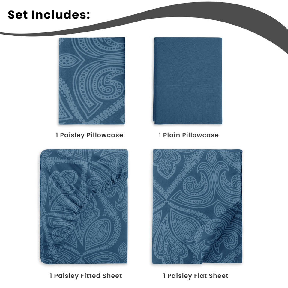 4 or 6-Piece Paisley Printed Deep Pocket Bed Sheet Set product image