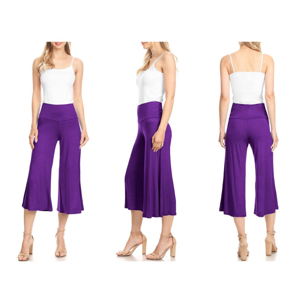 Cropped Wide-Leg Lounge Pants - X-Large - Dark Purple
